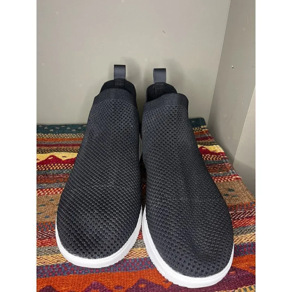 Fitflop mens High Top Knit Black Casual Comfort Pull On Sneakers Size 13